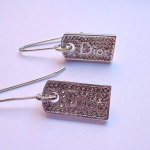 Vintage Christian Dior Silver Pavé Earrings with Sparkling Crystal‎